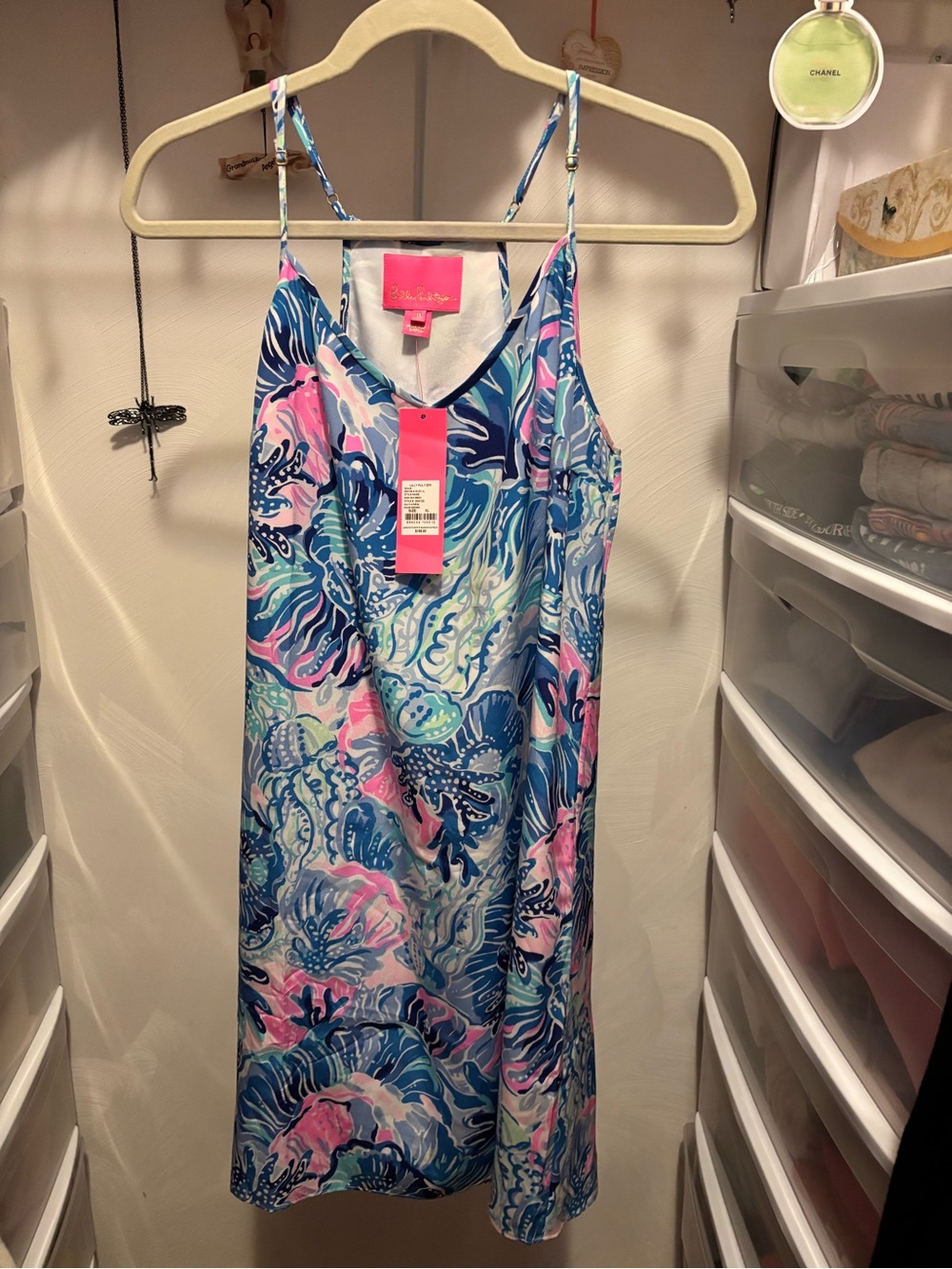 Lilly Pulitzer Blue, Pink & Aqua Silk Slip Dress